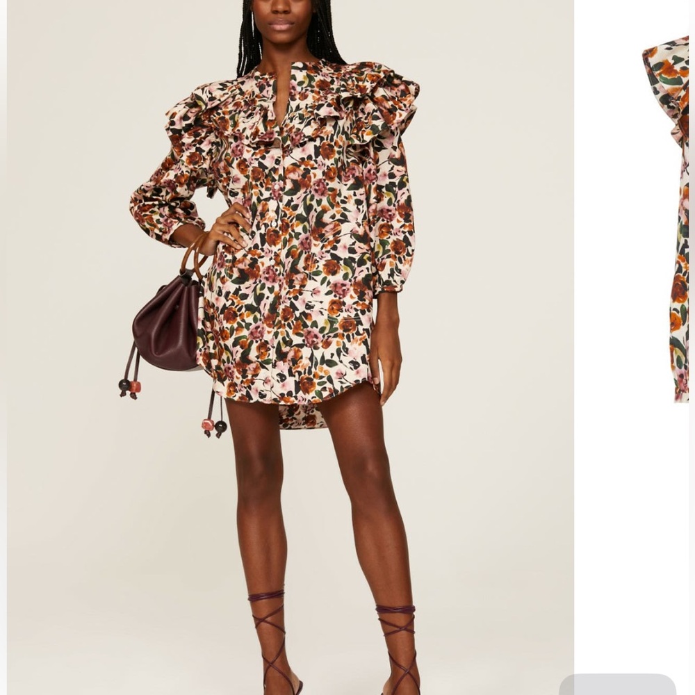 Floral button up ruffle dress